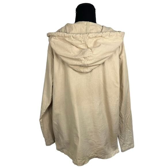 Natural Reflections Tan Embroidered Long Sleeve Cotton Tunic Hoodie Size L - Picture 3 of 7